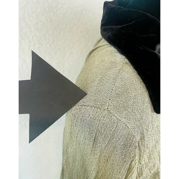 (VTG) CITY TRIANGLES • Sand/Brown Velvet Trim Button Long Sleeve Mini Dress, 7 - Picture 12 of 16